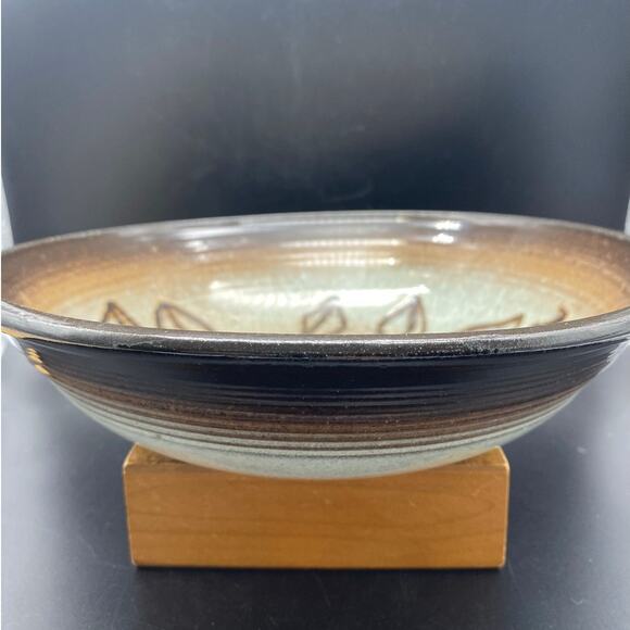 VTG Jan P Pots Studio Signed‎ Wheel-Thrown SGRAFFITO BOWL 80s Mahogony Glaze - Picture 2 of 8